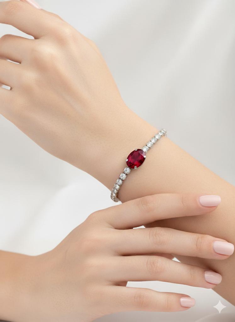 Luxe Silver Tennis Bracelet ( Round Cut )