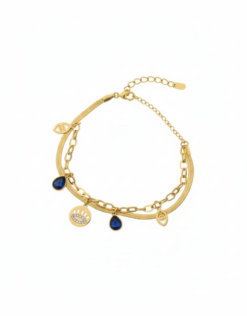 Celestia Luxe Sapphire Charm Layered Bracelet