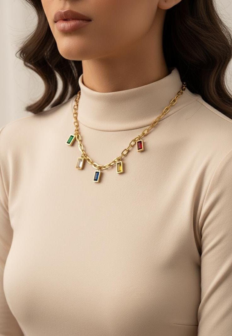 Celestia Aura Multi-Gem Charm Necklace