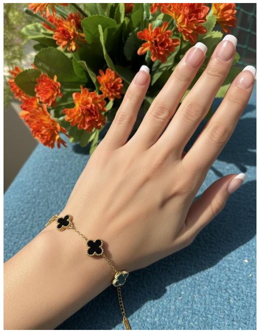 Crimson Clover Gold Charm Bracelet