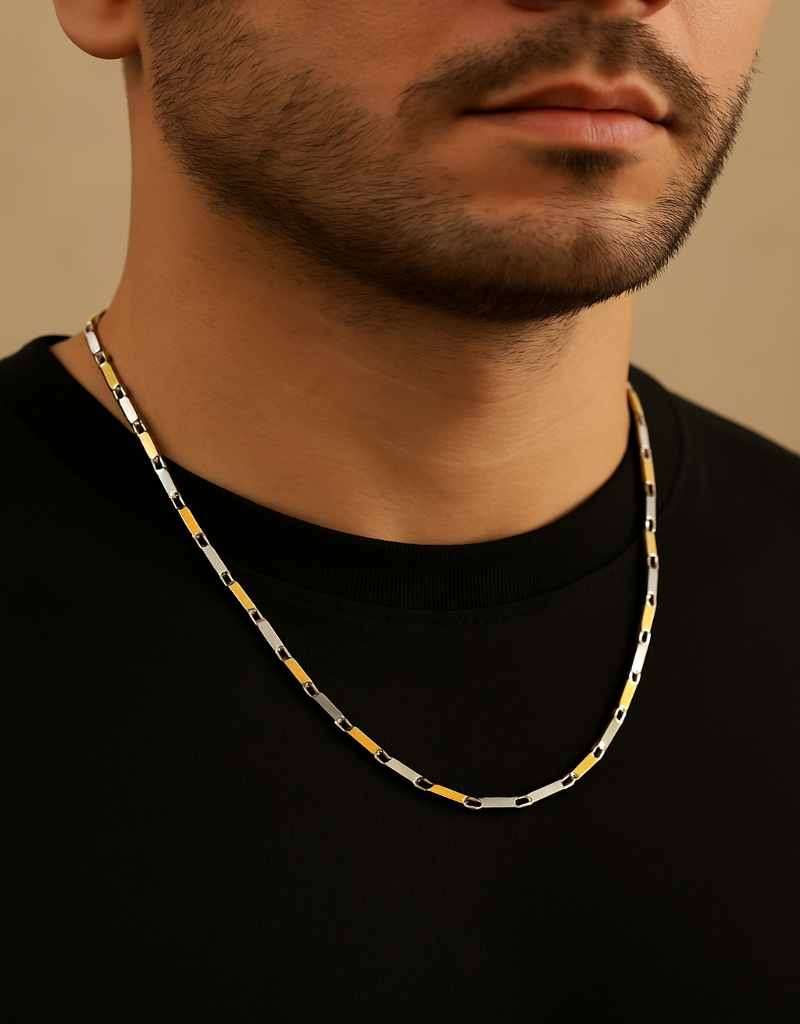 Dual Monarch Men’s chain – Premium Two-Tone Silver & Gold Link Chain