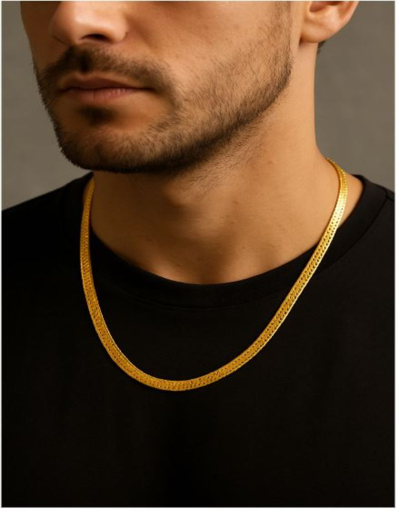 Imperial Glide Men’s Gold Chain – Premium Herringbone Necklace