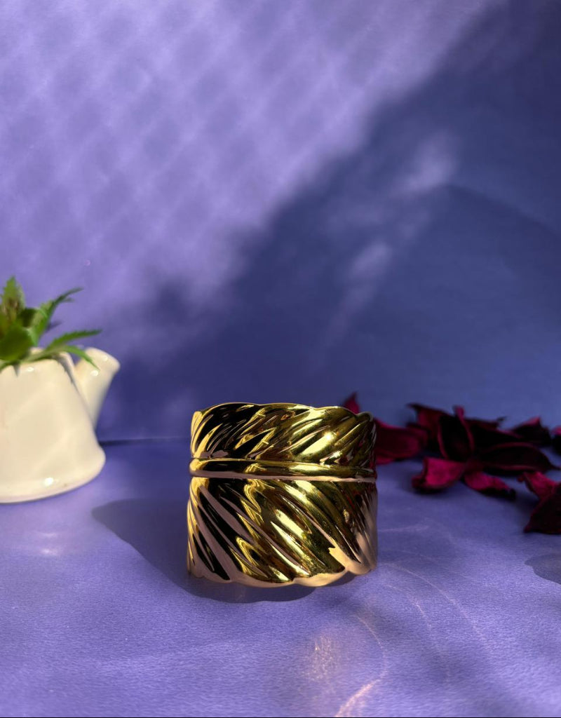 Golden Leaf Whisper Cuff Bracelet