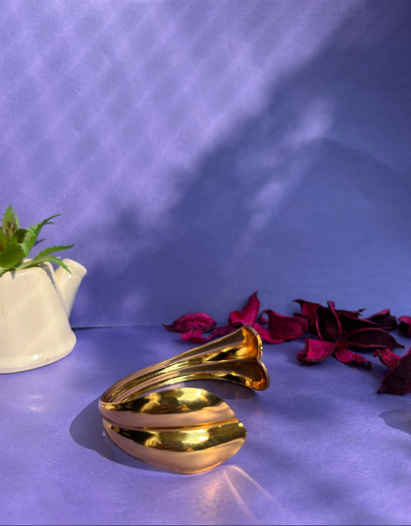 Golden Petal Embrace Cuff Bracelet