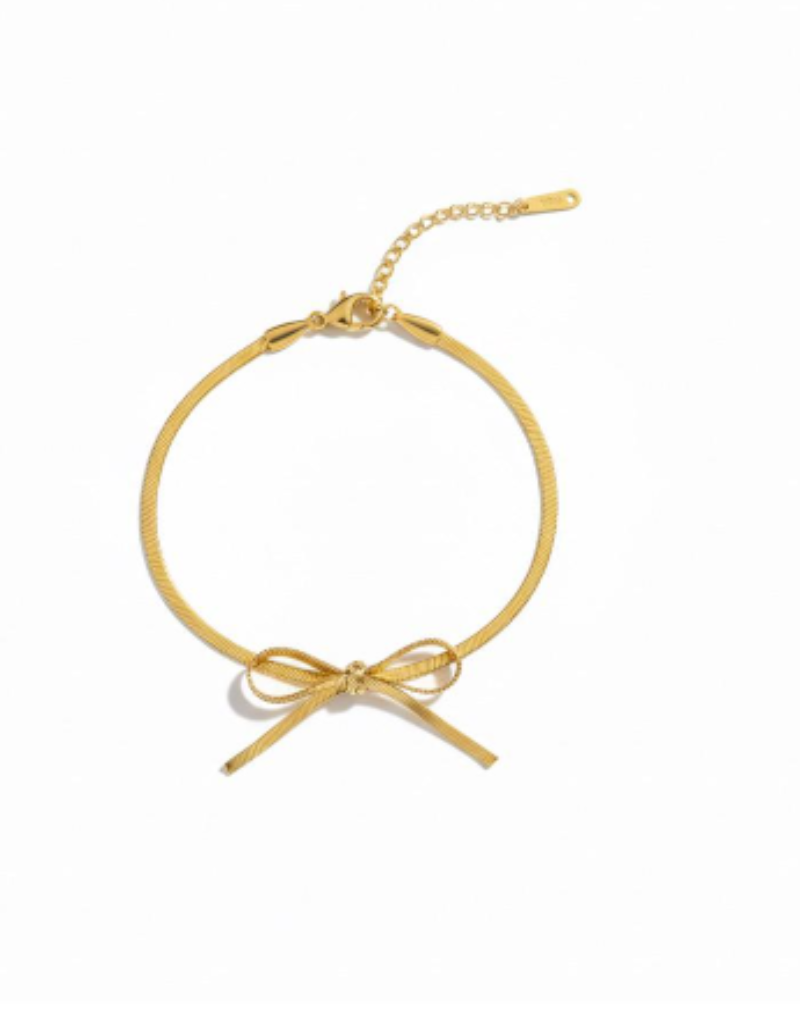 Golden Ribbon Charm Bracelet