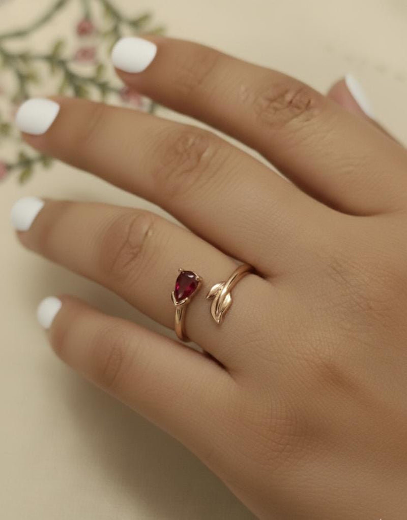 Scarlet Bloom Adjustable Gem Ring