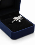 Sparkling Ribbon Charm Silver Ring