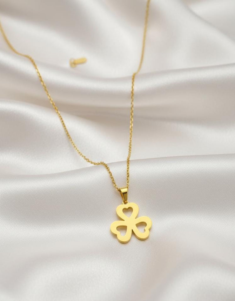 Trinity Hearts Gold Pendant & Stud Set