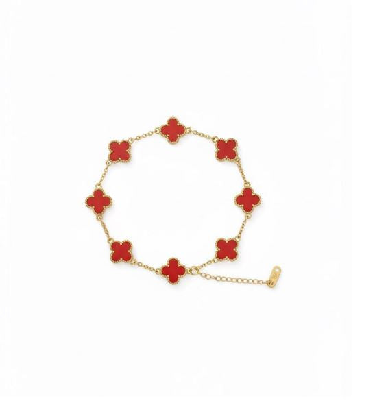 Crimson Clover Gold Charm Bracelet